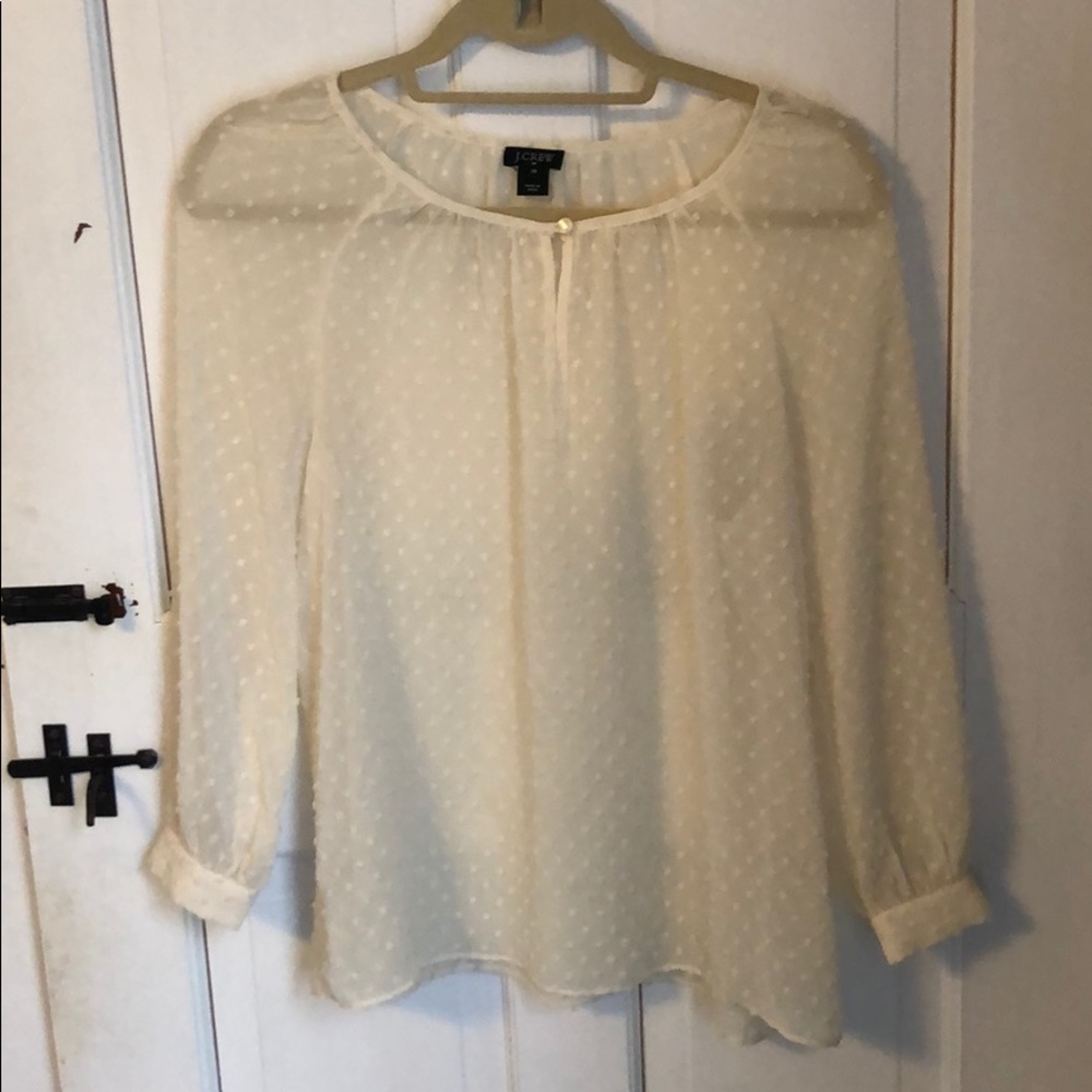 J. Crew Polkadot Blouse in Cream
